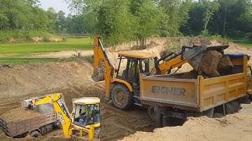 Jcb collecting and loading soil Heavy machine @roadtrendmachinework