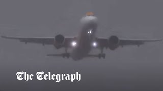 video: Easter getaways in chaos as Storm Nelson forces pilot to abort landing