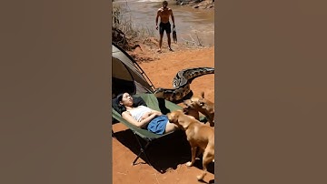 🐍 Terrifying Moment! Giant Python Approaches Campsite 😱 | Ultra Realistic AI Video#AIvideo