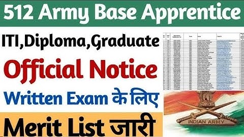 Army Base Workshop Apprentice Official Update 2023, 512 Army Base Apprentice Merit List 2023 #viral