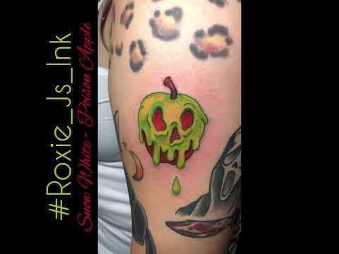 Poison apple from Snow White disneytattoo snowwhite poisonapple  ankletattoo blackandwhitetattoo  Apple tattoo Finger tattoos Snow  white tattoos