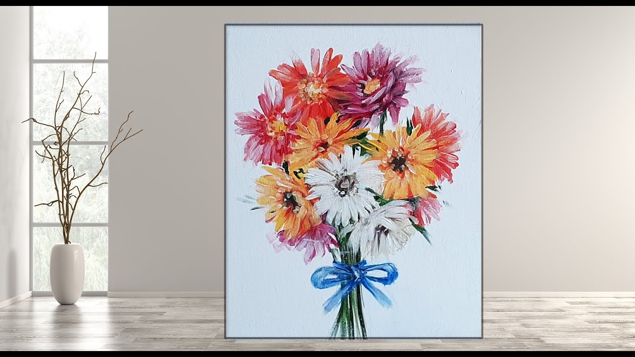 ACRYLIC How to paint flower bouquet /Easy /Step by Step/MariArtHome YouTube