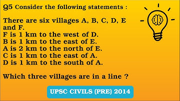 Q5 (2014) Consider the following statements : There are six villages A, B, C, D, E and F. F is ..