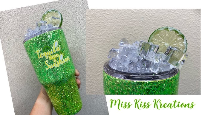 Margarita salt drip glitter tumbler with fake ice & fruit, gifts for m –  Southern Scented Gifts