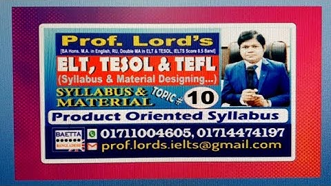 Product Oriented Syllabus /EFL & ESL Syllabus Designing