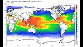 Worldwide sea surface temperature animation - April 15th to July 31st (2022)