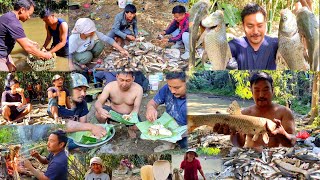Clan fishing part 2 || cought more than 100 kgs of local fish || cook and eat in naga style.