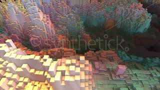 Stock video. Abstract 3D loop. Digital cubes landscape