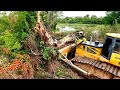 POWERFUL SHANTUI DH17C2LGP Bulldozer Clearing Massive Cutting Slope Forest Trees & Roots LandfillUP