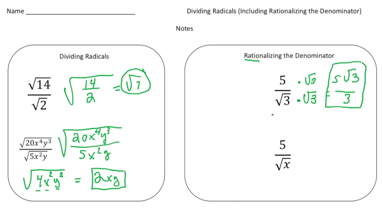 Dividing Radicals - YouTube