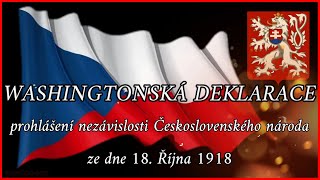 Washington Declaration - Declaration of Independence of the Czechoslovak Nation October 18, 1918