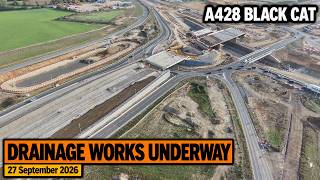A428 Black Cat Roundabout Update | Drainage works underway