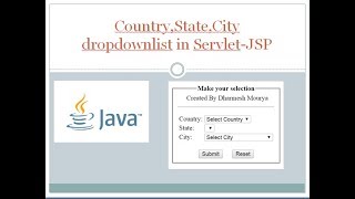 Country,State,City dropdownlist in Servlet JSP
