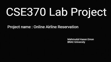 Online Airline Flight Reservation project || CSE370 | Database System | BRAC University