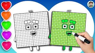 Numberblock 400 Drawing & Coloring | Simple Art Tutorial for Kids