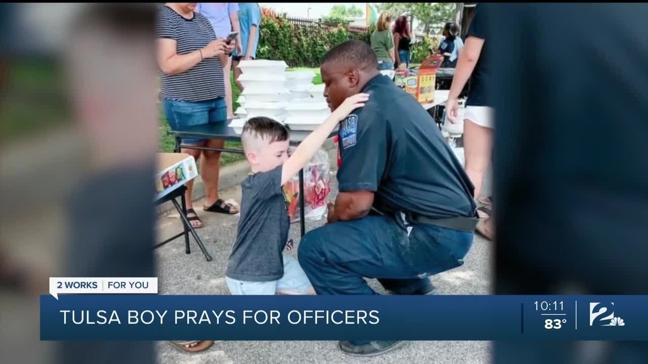  7-year-old boy asks to pray for Tulsa police officers