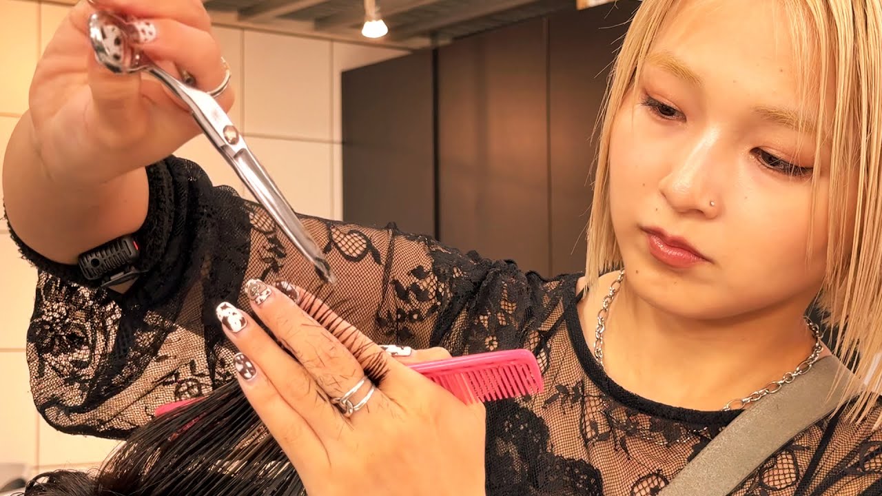 💈【ASMR】Ultimate technique by a blonde Japanese female stylist! Cut & shampoo 