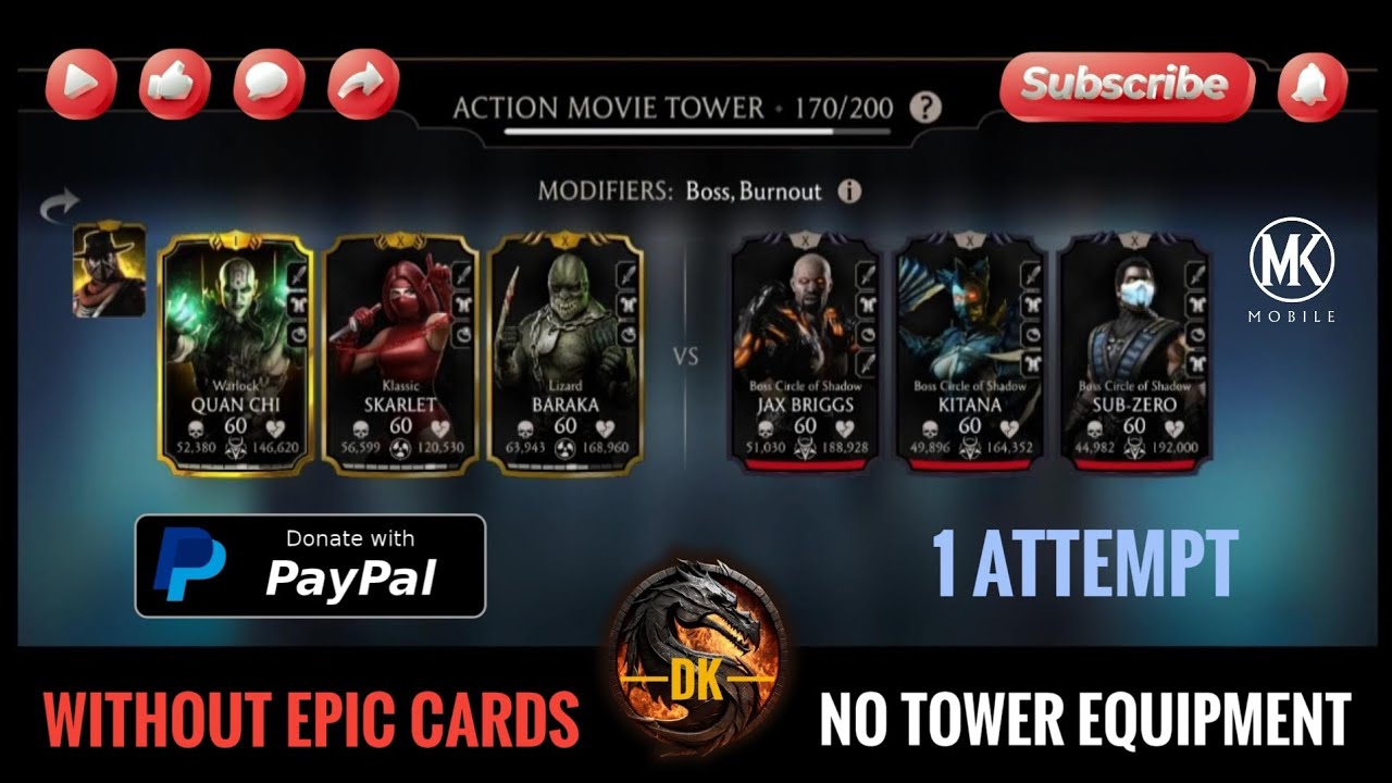 Action Movie Tower 170 & Reward 🎮 Mortal Kombat Mobile▫️MK Mobile 
