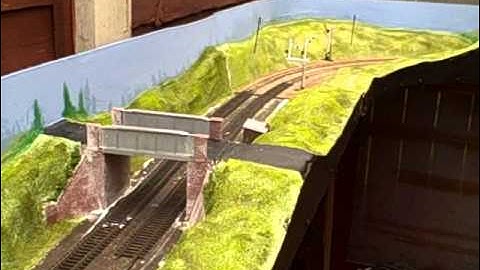 00 gauge model railway Amber-ton on sea outside section.