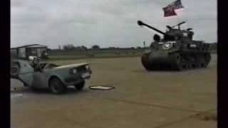 Mr.Bean's car wrecked By Tank
