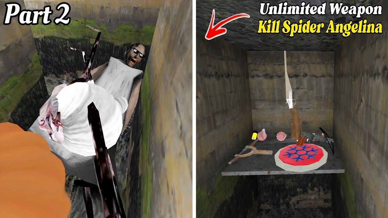 Using All New Unlimited Weapons To Kill Spider Angelina in Granny 1.9 Remade (Part 2)