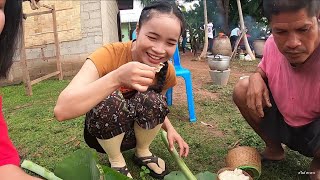 ฆ่าหมู ผูกแขนต้อนรับน้าสาวมาแต่เฮ็ดงานอยู่ไทย ຂ້າໝູຜູກແຂນຕ້ອນຮັບໜ້າສາວມາແຕ່ເຮັດງານຢູ່ໄທ