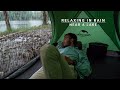 Solo Camping saat Hujan Deras di Tepi Danau, Bersantai Mendengarkan Suara Hujan, Masak Steak, ASMR