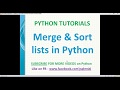 python tutorials | Merge and sort lists in Python | python merge sort lists | dynamic list in python