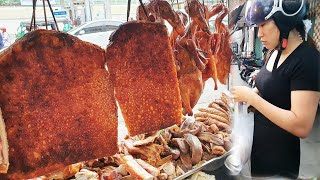 Very Popular Street Food In Phnom Penh  Crispy Pork Belly, Pork Chop & Roasted Ducks