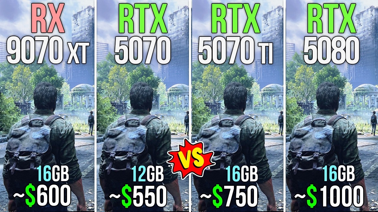 RX 9070 XT vs RTX 5070 vs RTX 5070 TI vs RTX 5080 - Test in 20 Games ...