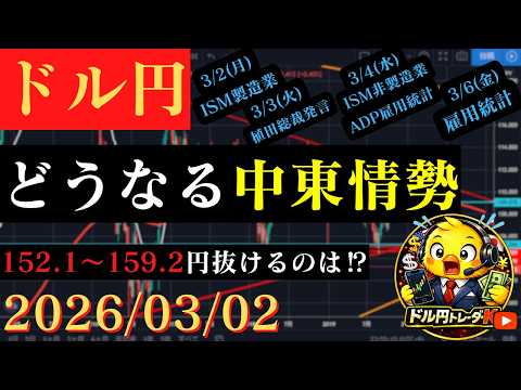 【ドル円】中東戦争は長期化するのか⁉今週は経済指標も多数🐥2026/03/02🐥