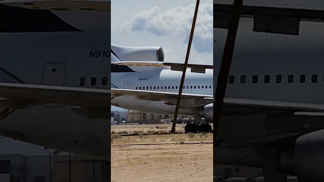 Lockhead L-1011 TRISTAR N91011 windy day sorry for video quality #tristar #L1011 #boneyard