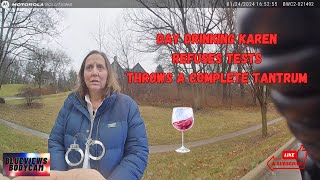 🔴🔵Bodycam DUI Arrest: Day Drinking Karen with suspended license refuses tests, gets 2nd DUI