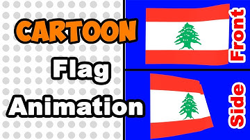 Simple flat looping animation of Lebanon flag over blue screen.