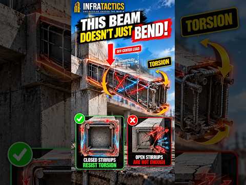 Why Concrete Beams TWIST 🤯 | Torsion & Closed Stirrups #construction #civilengineering #engineering
