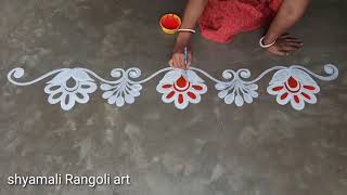 Laxmi Puja Special Door Alpona Design Lakshmi Puja Alpona Simple Border Alpona