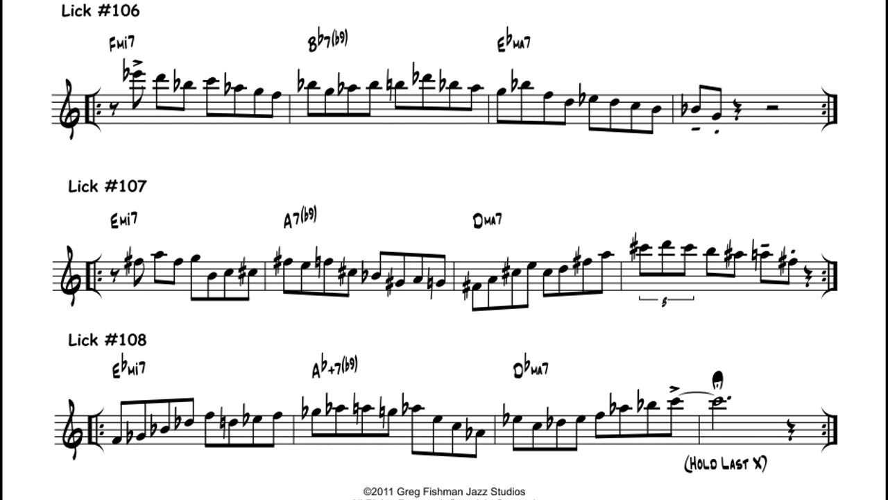 EXERCÍCIOS PARA SAX ALTO nº11 progressão II mi7 / V7 / I Maj7 Licks