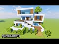 Beautiful three-story house in the style of Hi-Tech in MINECRAFT How to Build a House in MINECRAFT