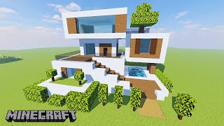 Beautiful three-story house in the style of Hi-Tech in MINECRAFT How to Build a House in MINECRAFT