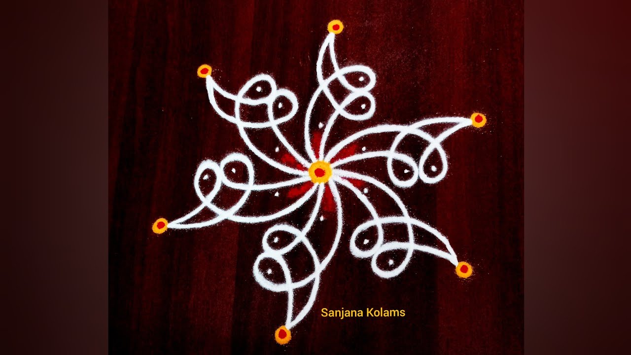 2948.Ugadhi festival special 5 Dot Newdesign Easy Simple and Beautiful KambiKolam TraditionalRangoli