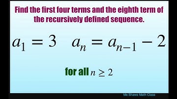 Find the first four terms and 8th term of recursively defined sequence a_1 = 3, a_n = a_(n-1) -2