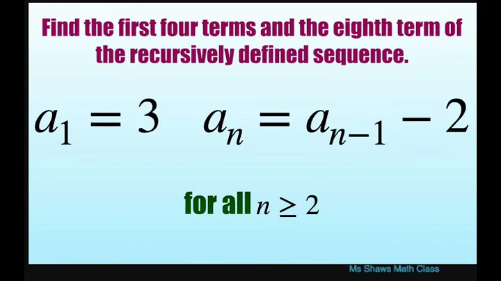 Find the first four terms and 8th term of recursively defined sequence a_1 = 3, a_n = a_(n-1) -2