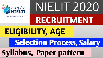 NIELIT Recruitment 2020 | Salary, Syllabus,Selection process | Eligibility| Last Date | Scientist B