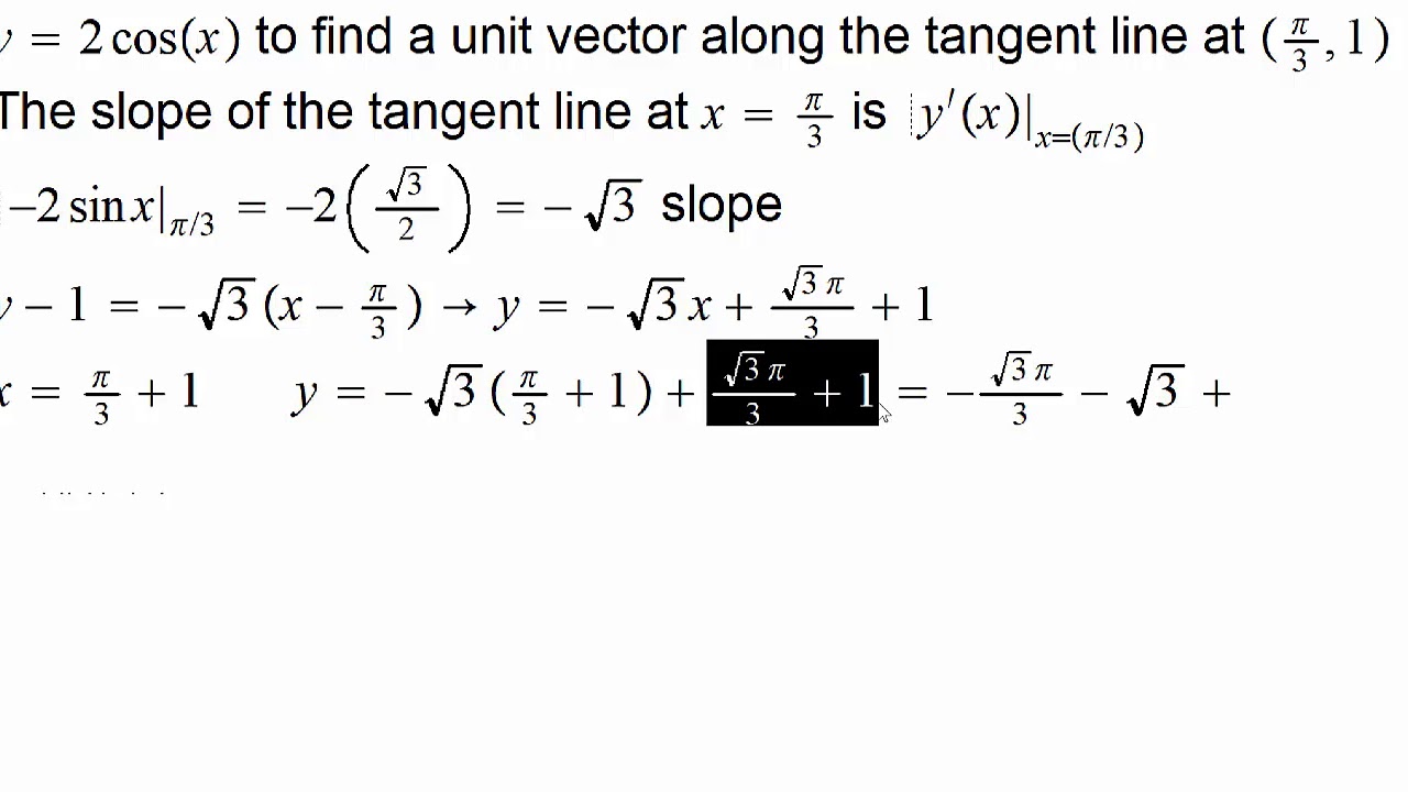Unit Vector Along Tangent