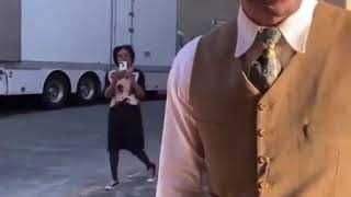 Tom Ellis Making Video For Fans On Lucifer Season 5 Set.