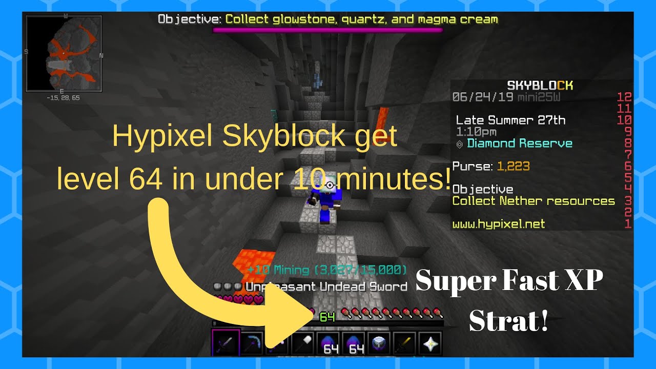 Hypixel Skyblock FAST XP! 64 levels in under 10 minutes! - YouTube
