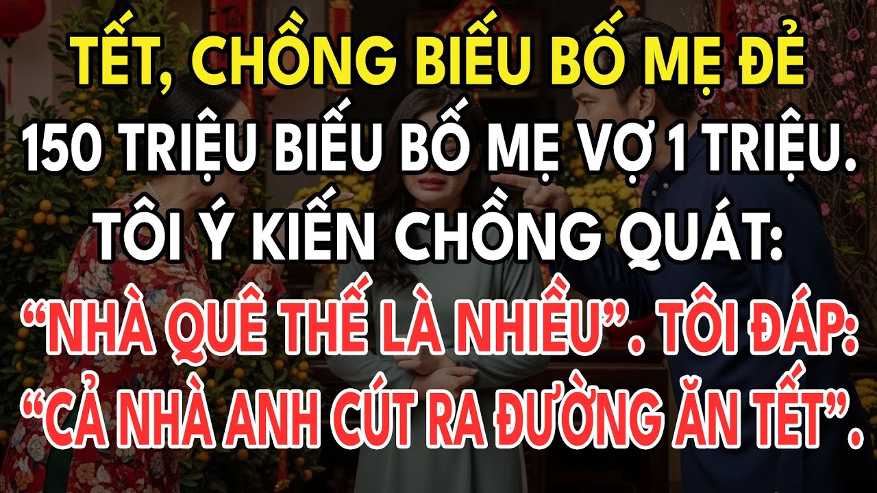 Tết, Chồng Biếu Bố Mẹ Đẻ 150 Triệu, Biếu Bố Mẹ Vợ 1Tr. Tôi Ý Kiến, Chồng Quát: “Nhà Quê Thế Là Nhiều