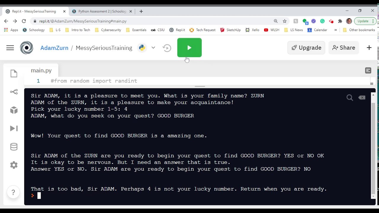 Python Assessment 2 program demo - YouTube
