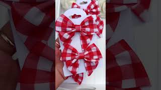 New ❤️ Red Gingham School Bows ❤️ #red #gingham #schoolbows #girlsbows #hairbows #shortvideo #cute