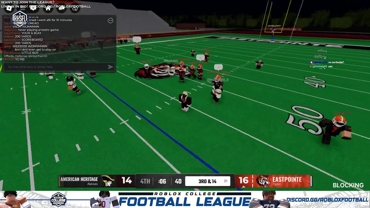 Roblox Highschool Football League ✧ Regular Season Matchup ✧ American Heritage @ Eastpointe HS